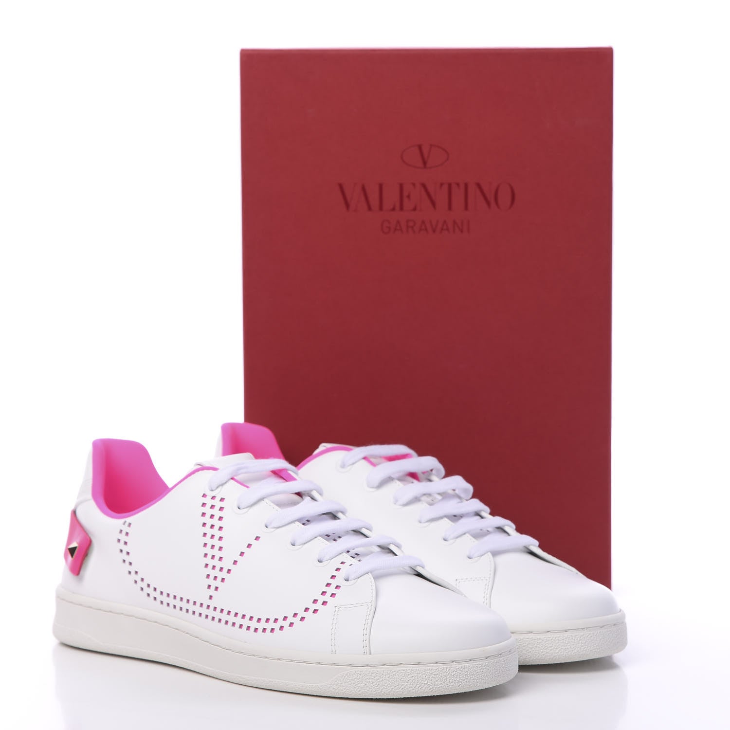 Valentino Garavani Calfskin Womens Backnet Sneakers 40 White Fuchsia 8 of 8