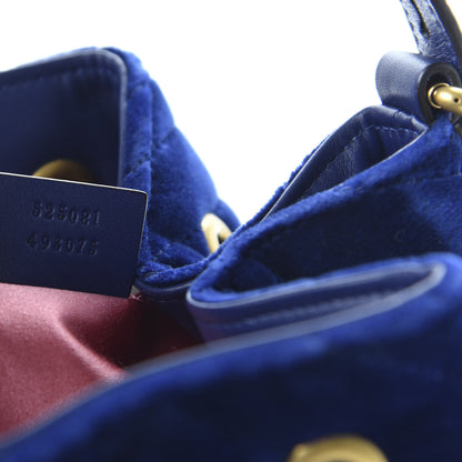 Gucci Velvet Matelasse GG Marmont Bucket Bag Cobalt Blue 9 of 10