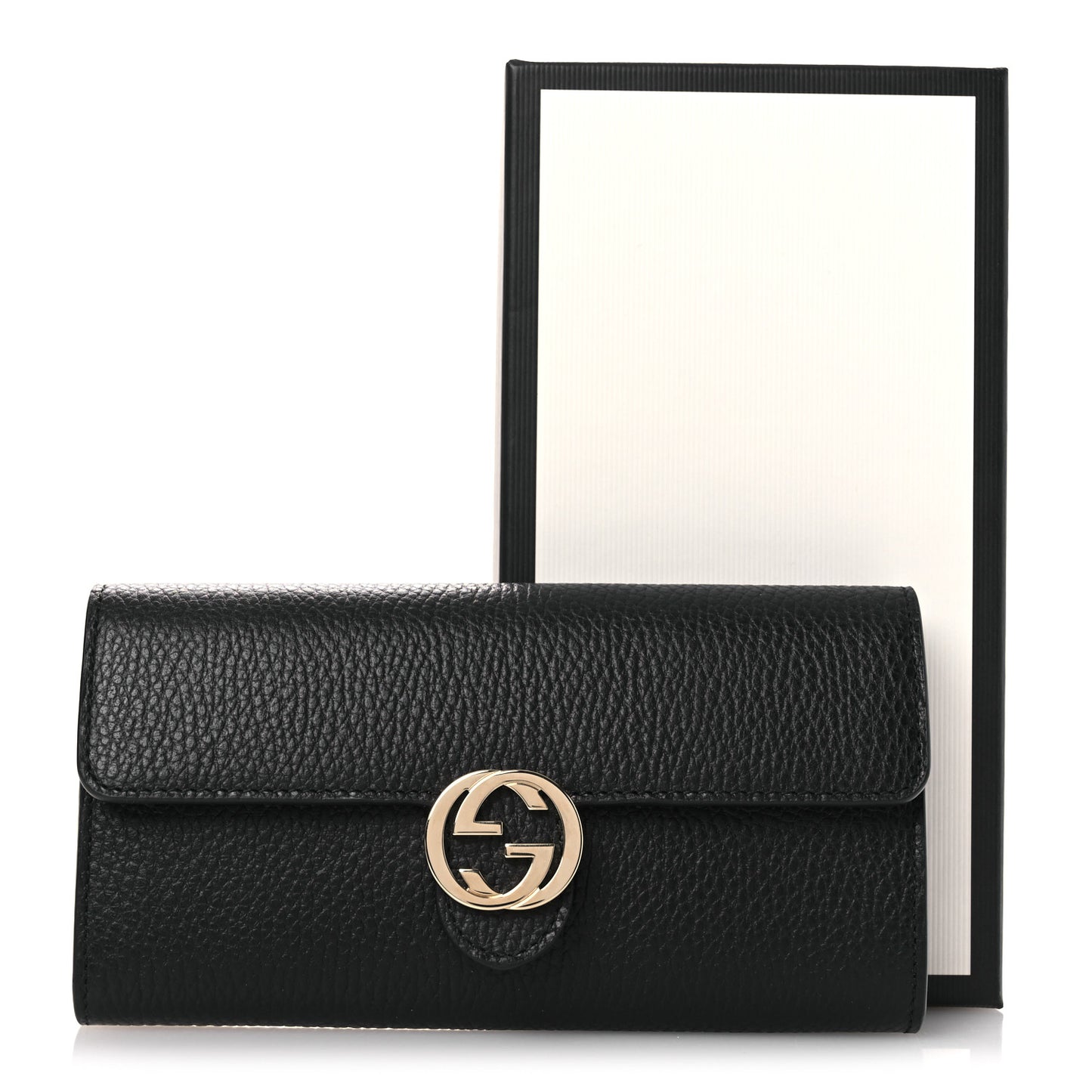 Dollar Calfskin Interlocking G Continental Wallet Black