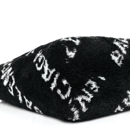 Balenciaga Faux Fur Diagonal Logo Everyday Tote Black White 7 of 8