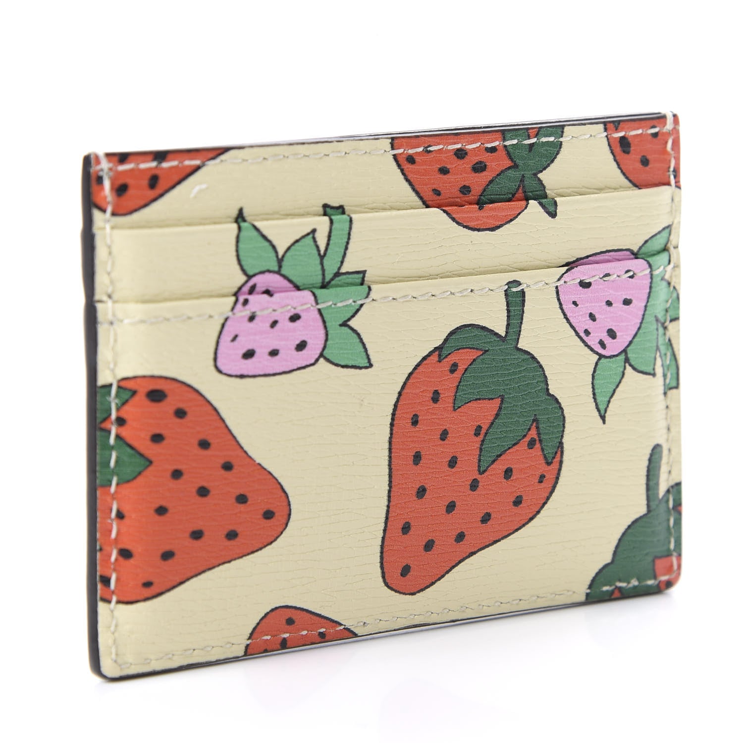 Gucci Calfskin Strawberry Print Zumi Case Case Ivory Red 3 of 8
