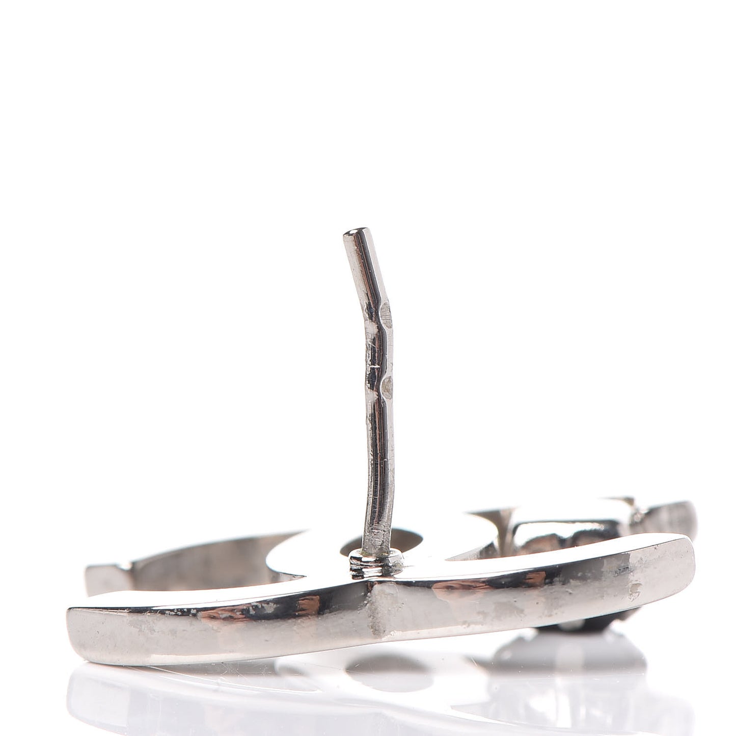 Black Stone CC Earrings Silver