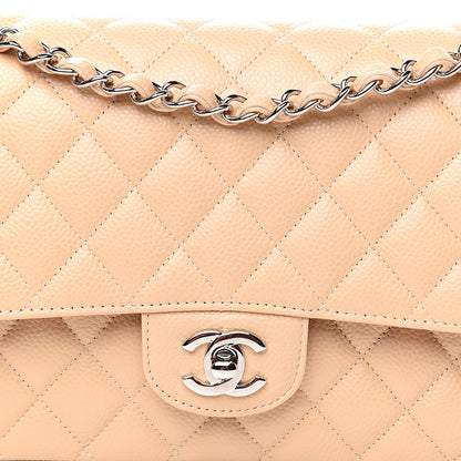 Chanel Caviar Quilted Medium Double Flap Beige 9 of 9