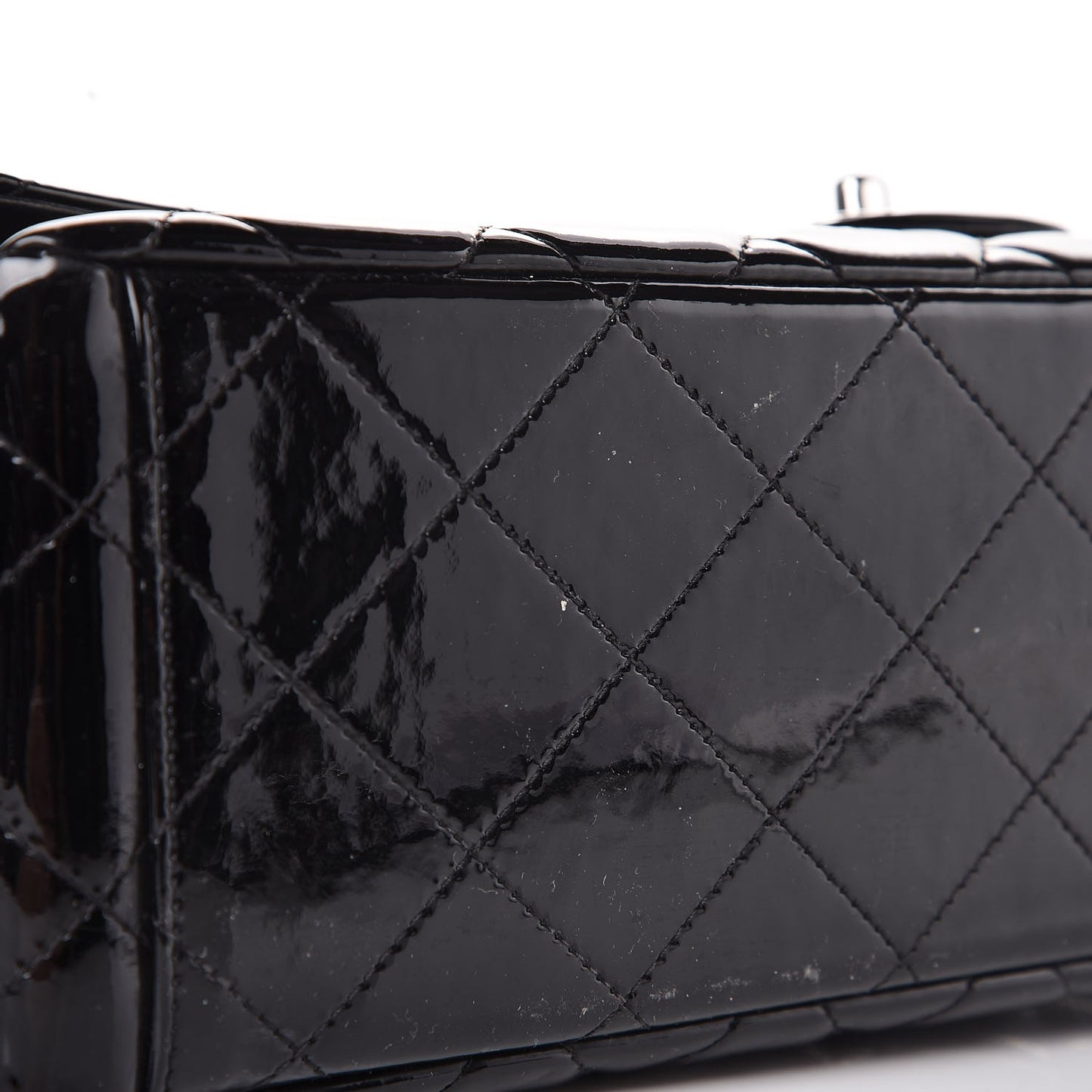 Patent Quilted Maxi Single Flap Black