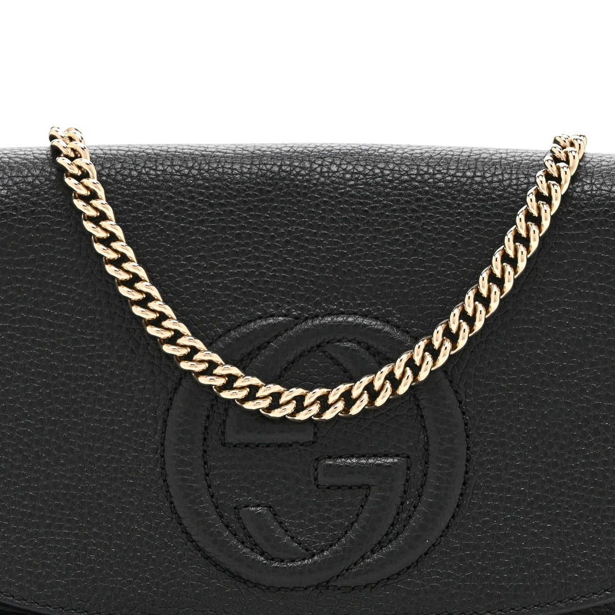 Gucci Pebbled Calfskin Medium Soho Flap Crossbody Black 9 of 11