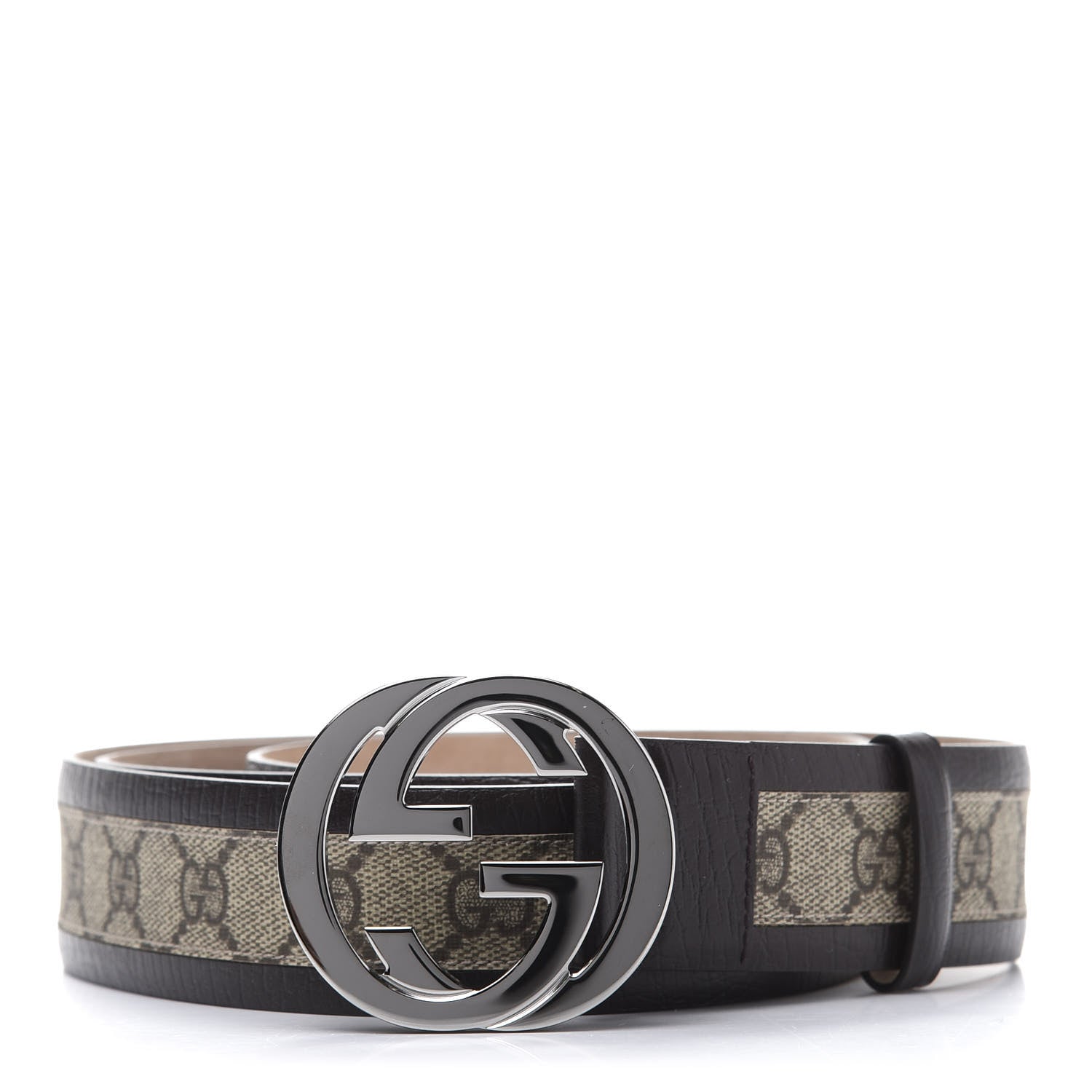 Gucci GG Supreme Monogram Niagara Lux Calfskin Interlocking G 40mm Belt 125 50 Beige Ebony Cocoa 1 of 6