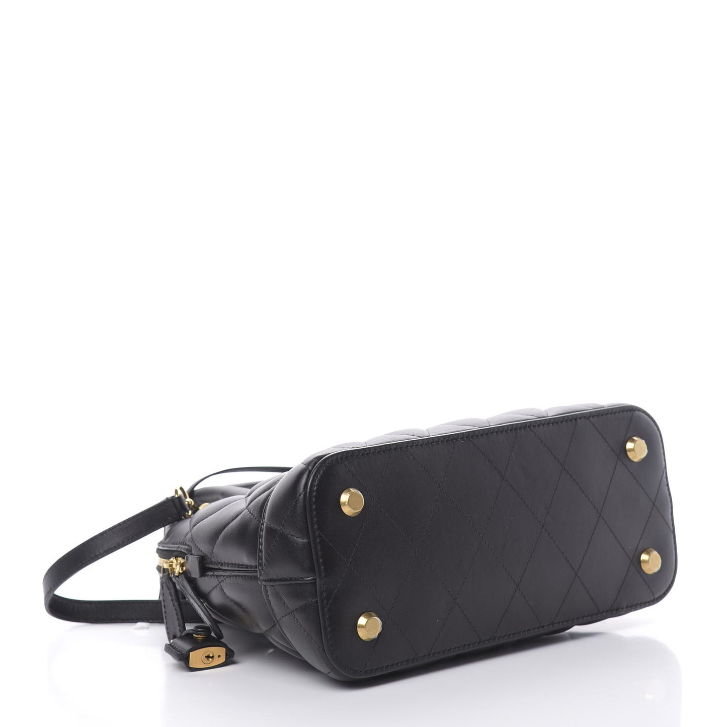 Nappa Calfskin Quilted Small Ville Top Handle Bag Black