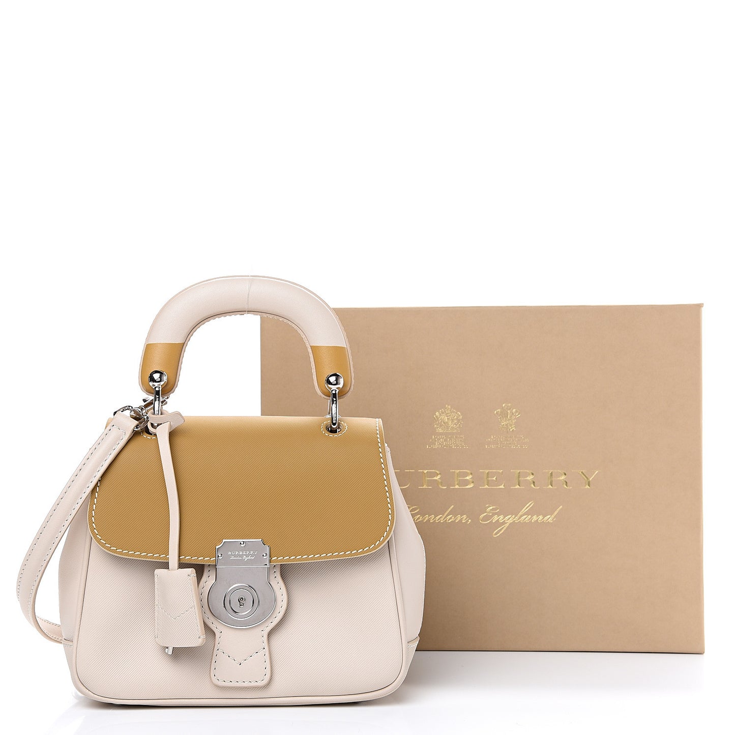 Trench Calfskin Small DK88 Top Handle Bag Limestone Ochre Yellow