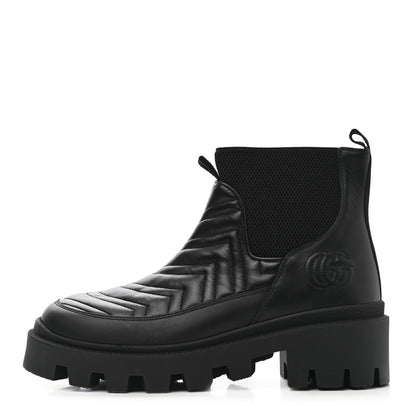 Gucci Calfskin Nappa Matelasse Frances Chelsea Boots 39 Black 1 of 9