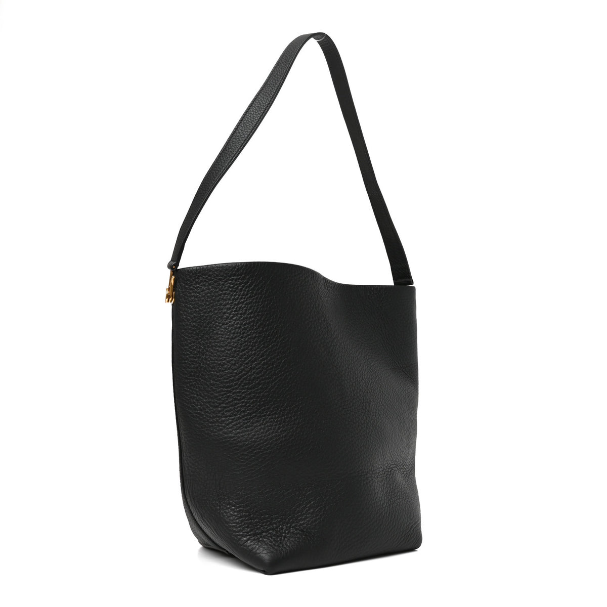 Grained Calfskin Medium N/S Hook Tote Black