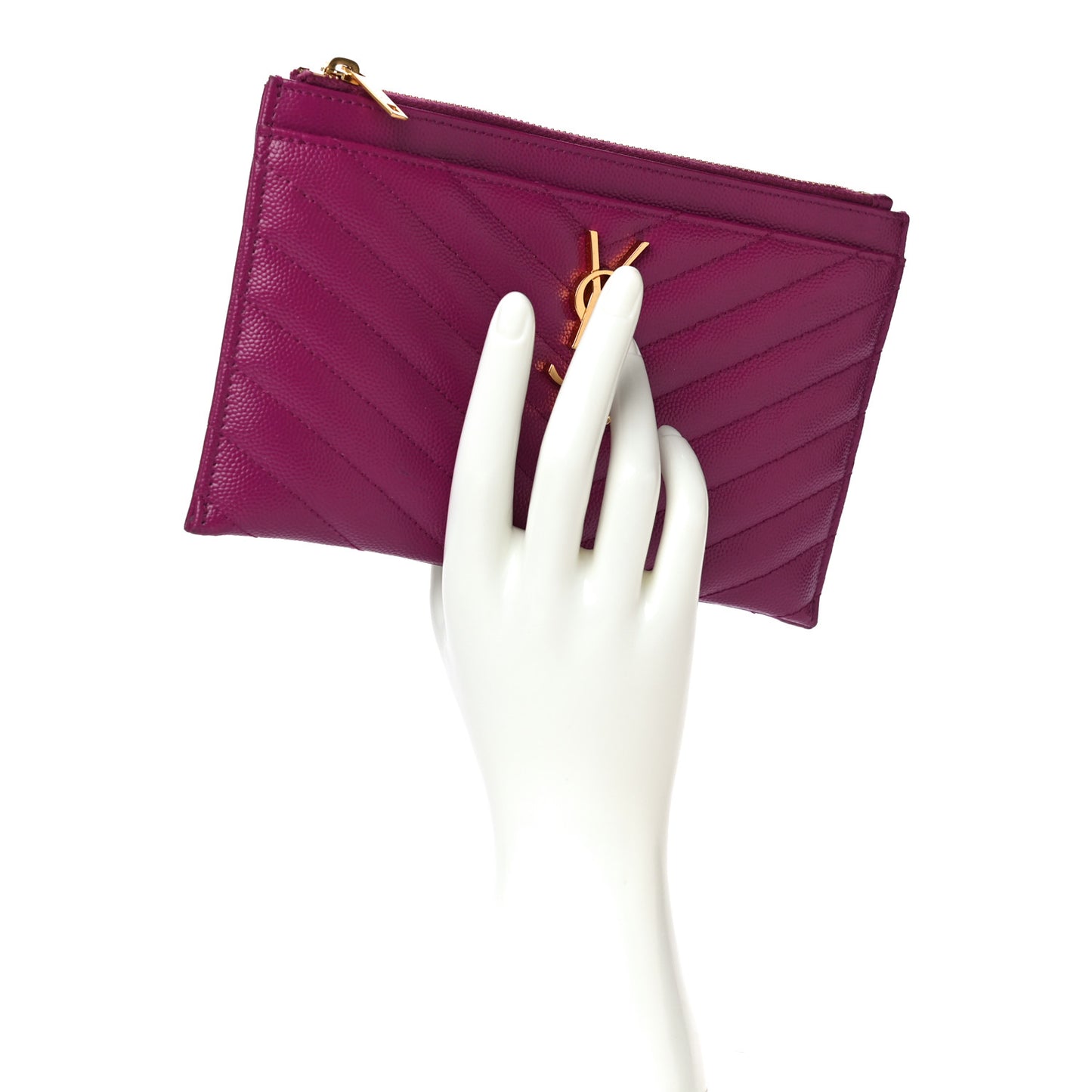 Grain De Poudre Chevron Monogram Bill Pouch Dark Grape