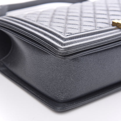 Chanel Metallic Calfskin Quilted New Medium Boy Flap Dark Grey 9 of 10