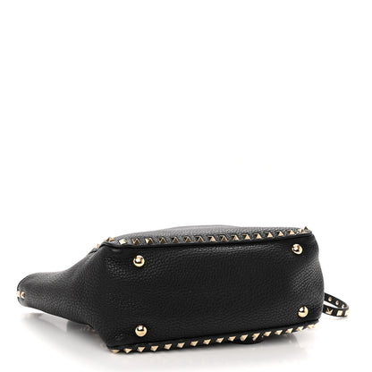 Valentino Garavani Grained Calfskin Small Rockstud Tote Black 4 of 9