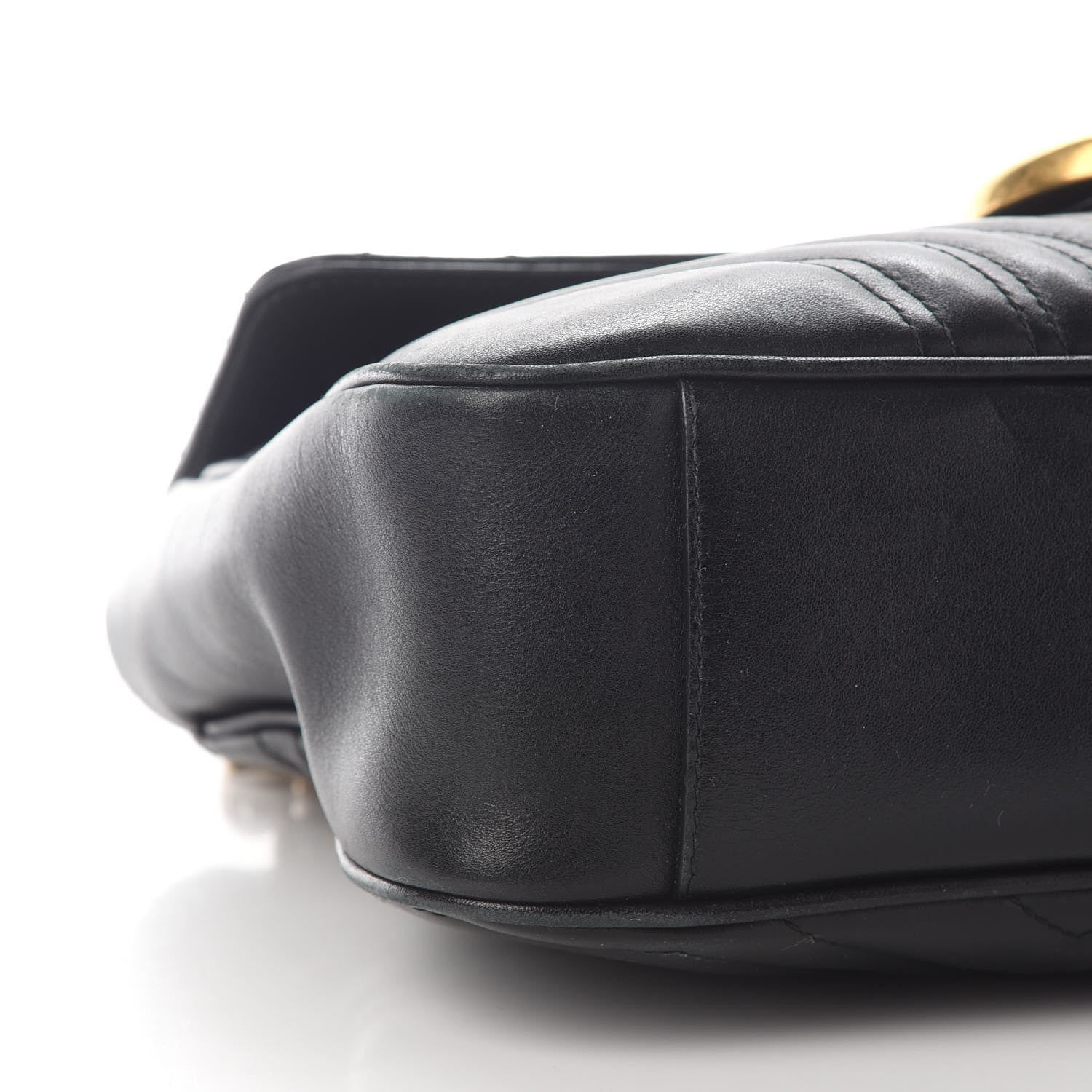 Gucci Calfskin Matelasse Medium GG Marmont Shoulder Bag Black 8 of 11