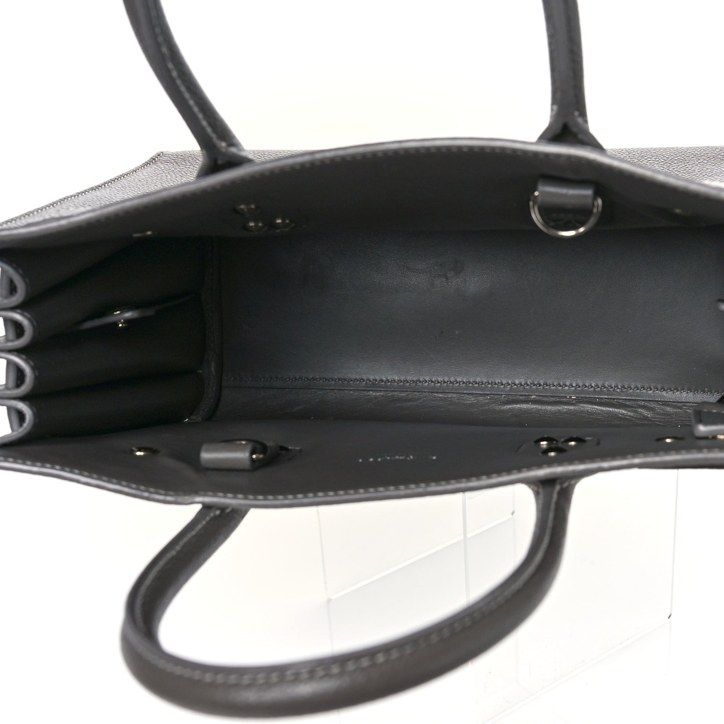 Grained Calfskin Topstich Baby Sac De Jour Grey