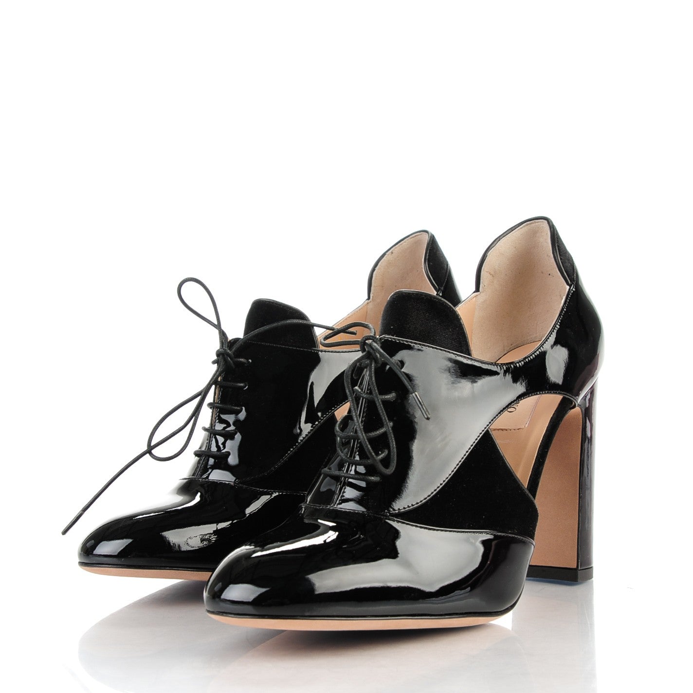 Patent Velvet Lace Up 110mm Pumps 39.5 Black