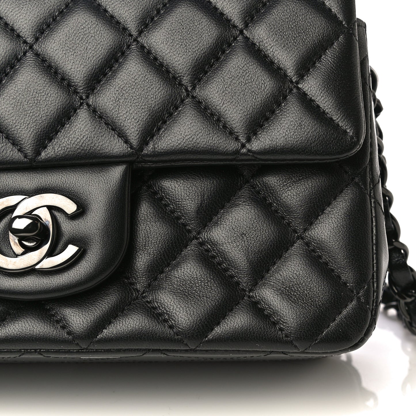 Lambskin Quilted Mini Rectangular Flap So Black