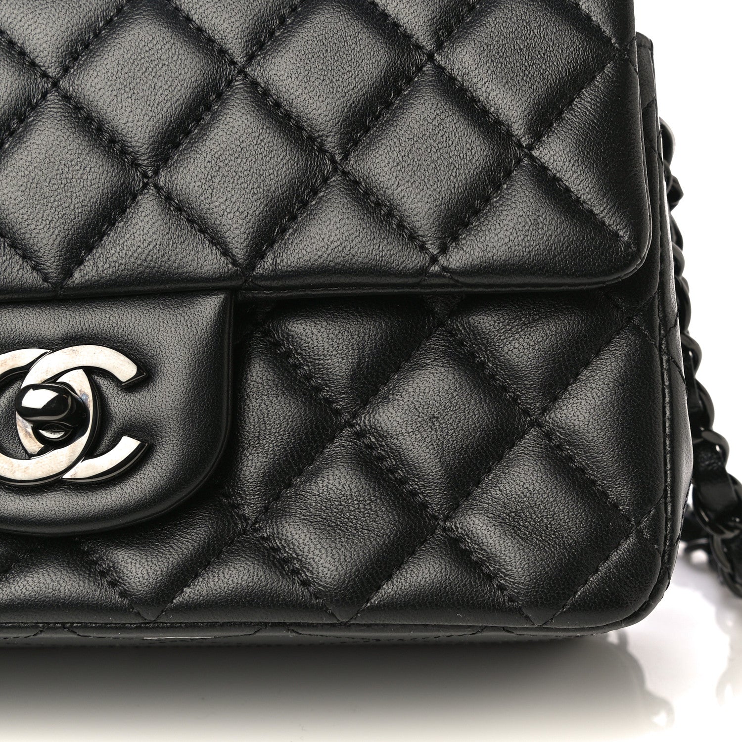 Chanel Lambskin Quilted Mini Rectangular Flap So Black 17 of 17
