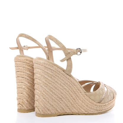 Gucci Soft Microguccissima Penelope Espadrille Wedge Sandals 37.5 Cream 4 of 9