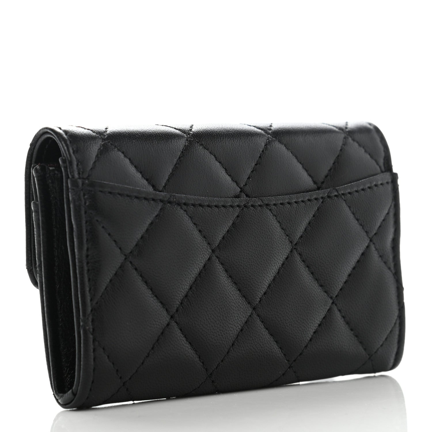 Chanel Lambskin Quilted Flap Card Holder Wallet Black 3 of 12