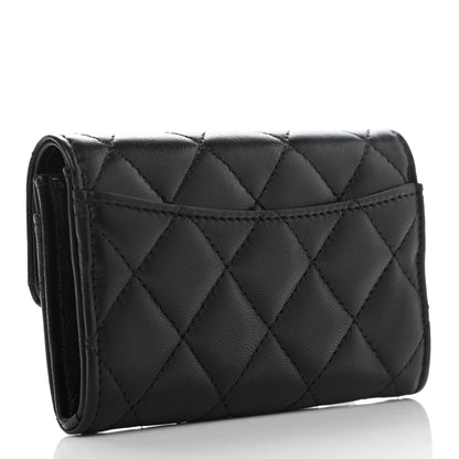 Chanel Lambskin Quilted Flap Card Holder Wallet Black 3 of 12