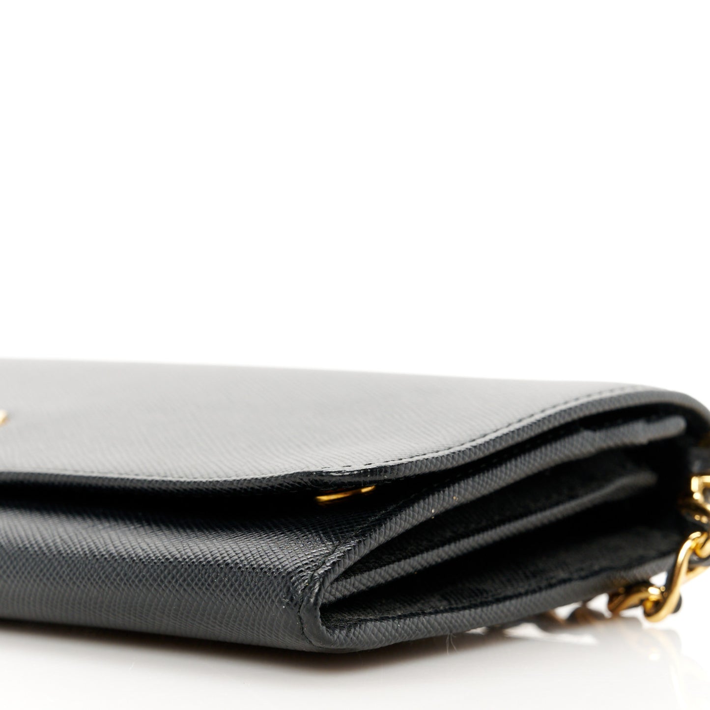Saffiano Metal Oro Chain Wallet Black