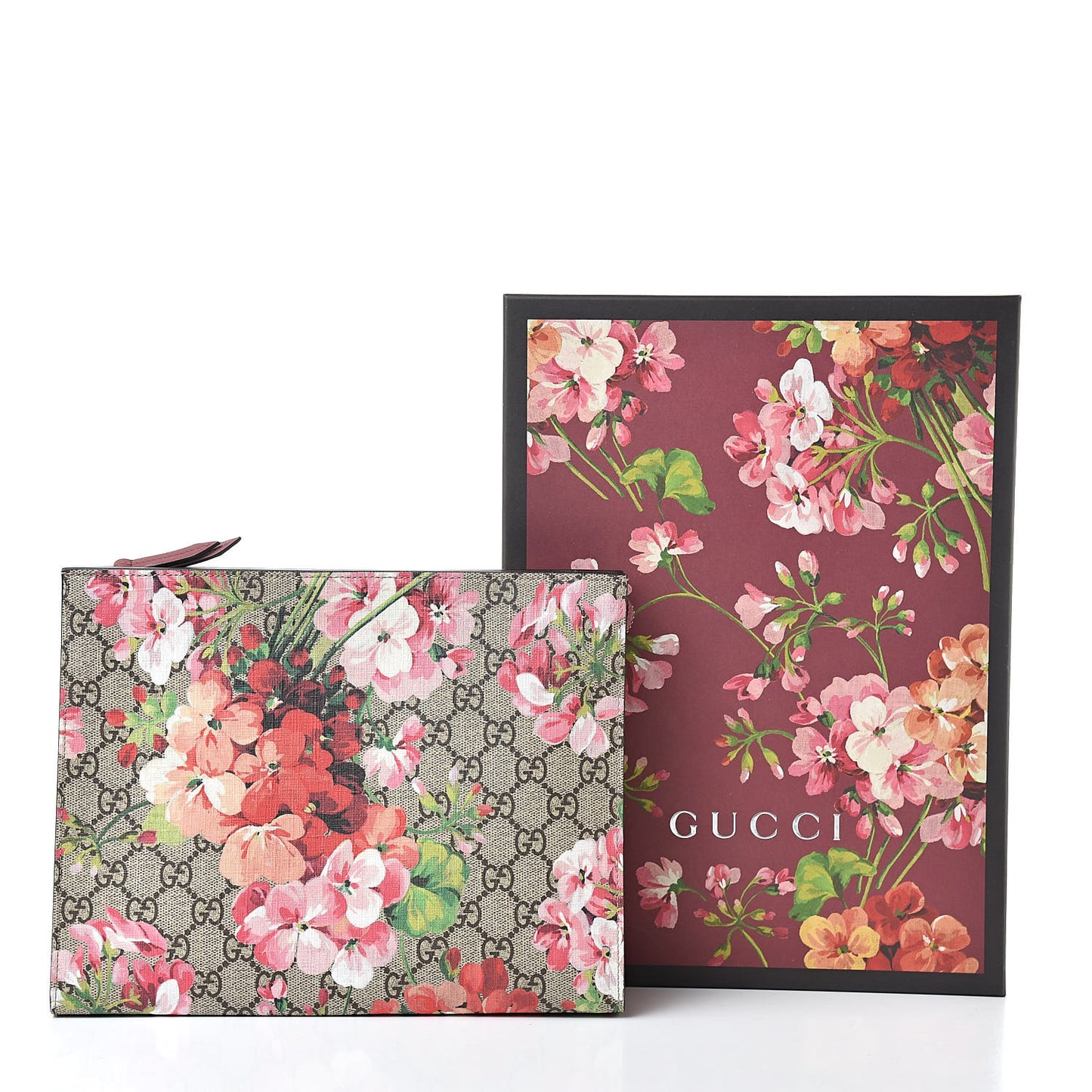 GG Supreme Monogram Blooms Large Cosmetic Case Beige Multicolor Dry Rose