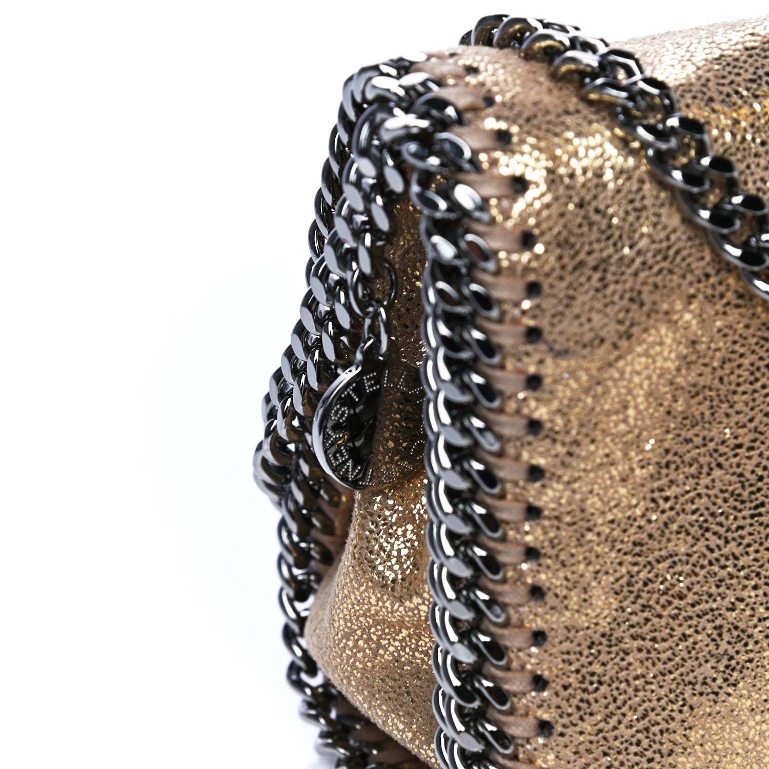 Stella McCartney Metallic Crackle Shaggy Deer Falabella Crossbody Bag Gold 8 of 10