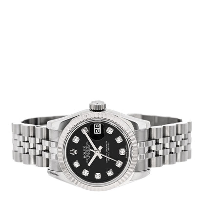 Rolex Stainless Steel 18K White Gold Diamond 31mm Oyster Perpetual Datejust Watch Black 2 of 5