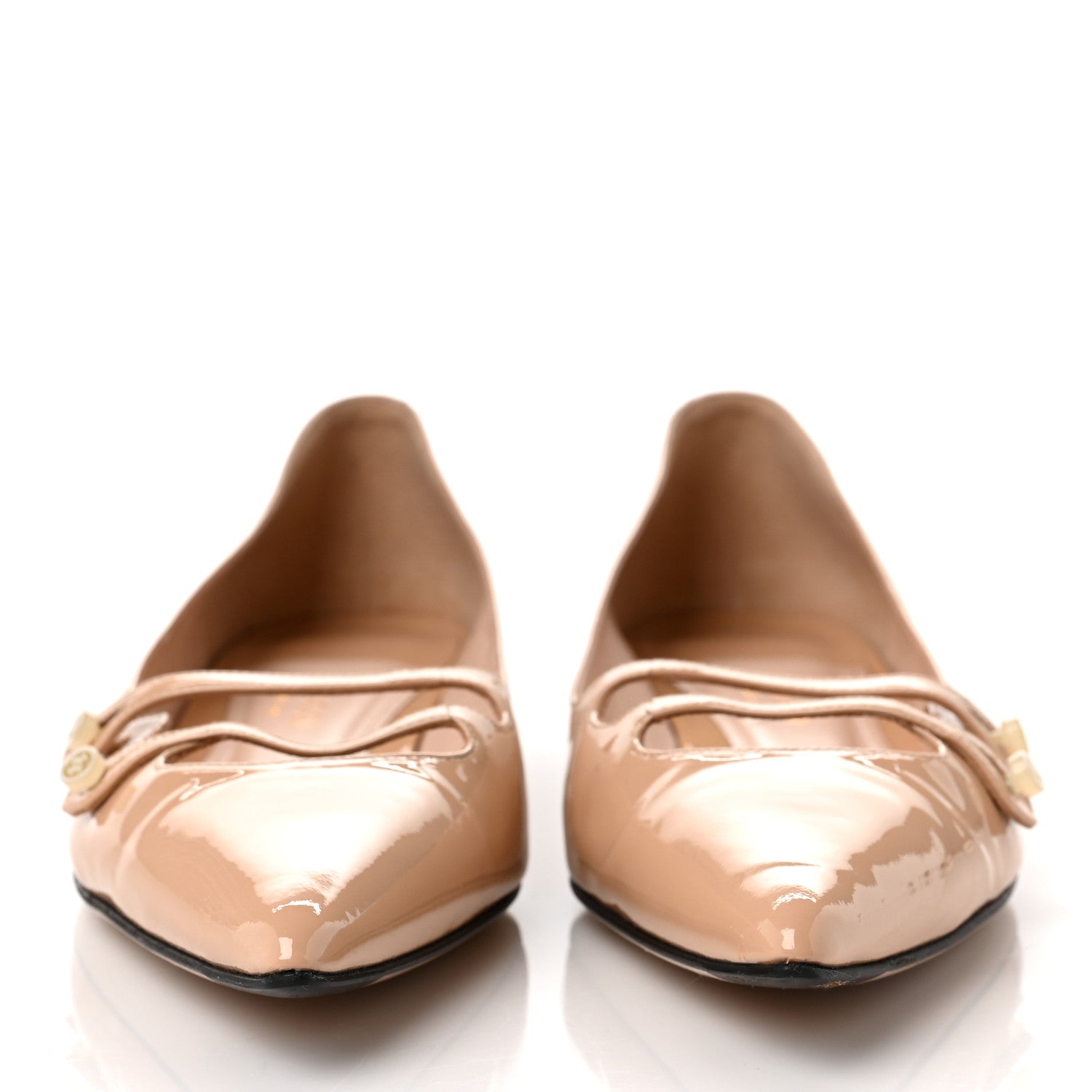 Gucci Patent Double Strap Aneta Flats 39 Pink Apricot 2 of 7