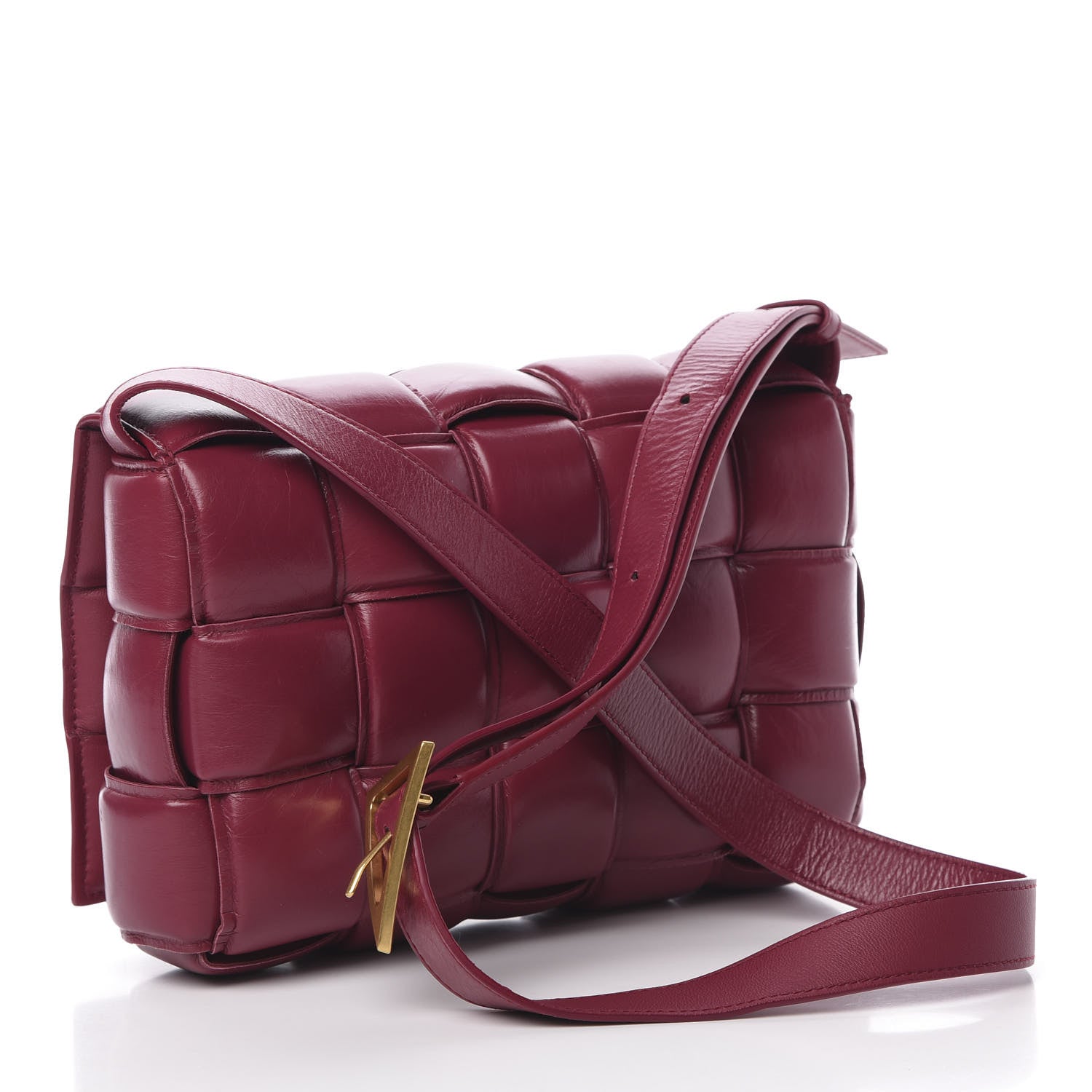 Bottega Veneta Paper Calfskin Maxi Intreccio Padded Cassette Crossbody Bag Amaranto 3 of 11