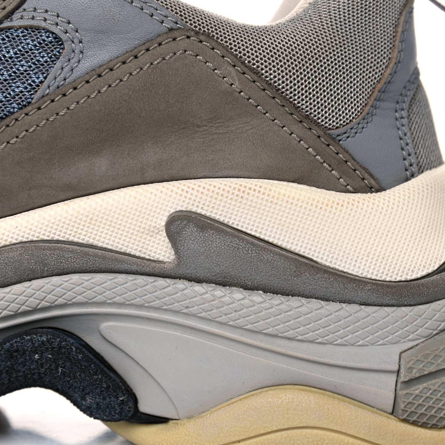 Balenciaga Fabric Mesh Mens Triple S Sneakers 41 Beige Bleu Gray 17 of 18
