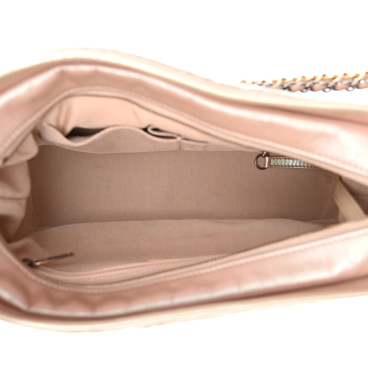 Iridescent Aged Calfskin Quilted Medium Gabrielle Hobo Light Pink