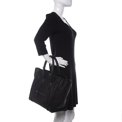 Celine Drummed Calfskin Mini Luggage Black 2 of 9
