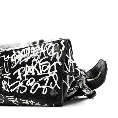 Balenciaga Agneau Arena Graffiti Neo Cagole City Handbag Black White 10 of 10