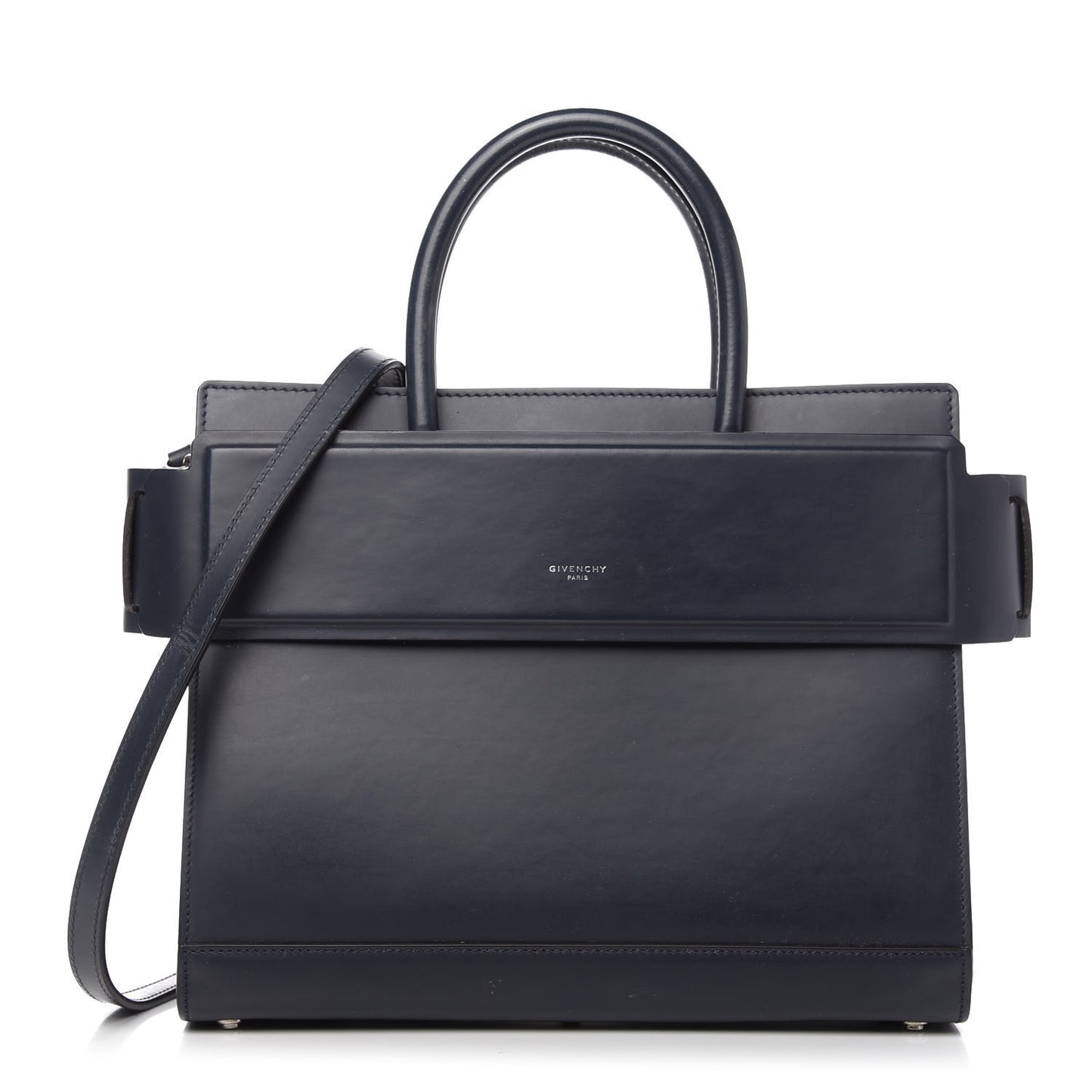 Smooth Calfskin Small Horizon Satchel Navy