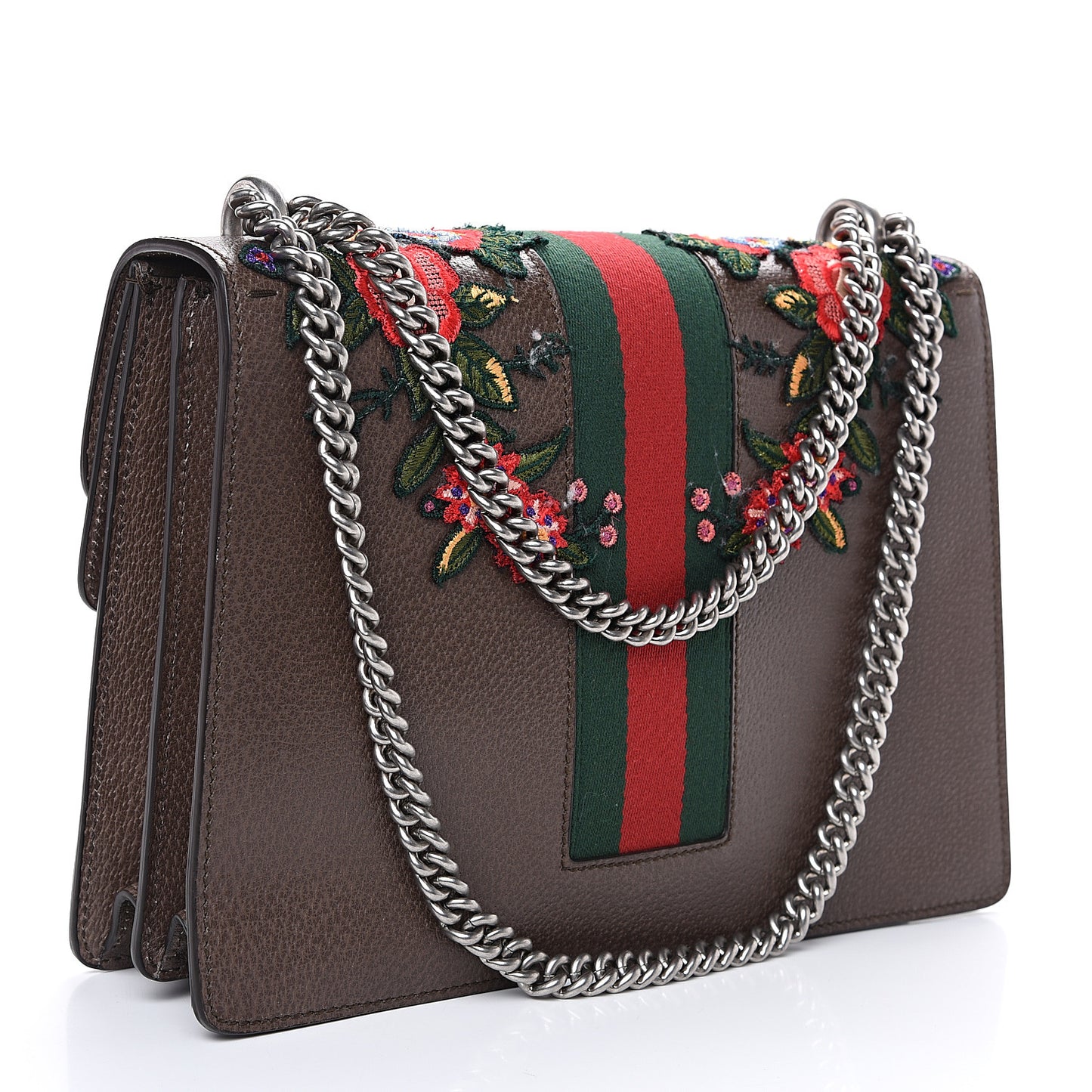 Calfskin Web Owl Embroidered Medium Dionysus Shoulder Bag New Acero Multicolor