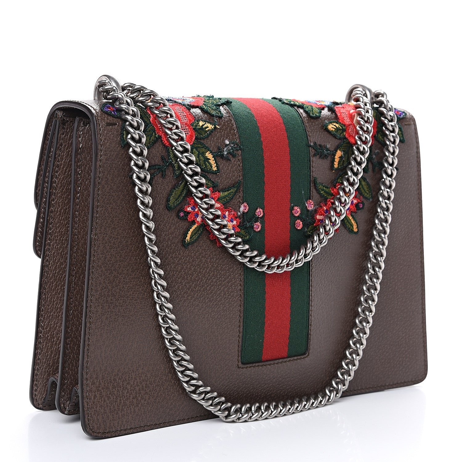Gucci Calfskin Web Owl Embroidered Medium Dionysus Shoulder Bag New Acero Multicolor 2 of 11