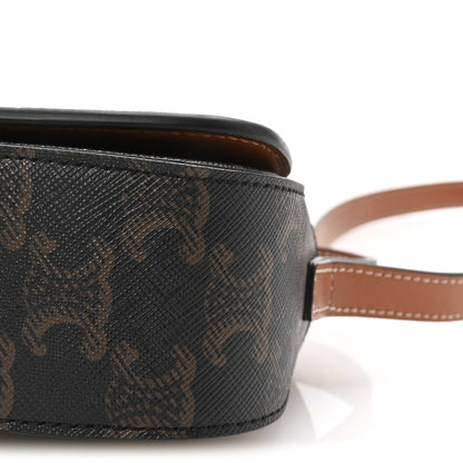 Celine Triomphe Canvas Calfskin Tabou Clutch on Strap Tan 9 of 9