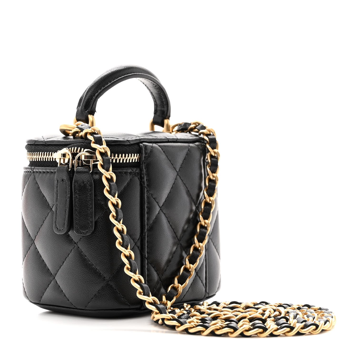 Chanel Lambskin Quilted Top Handle Mini Vanity Case With Chain Black 3 of 11