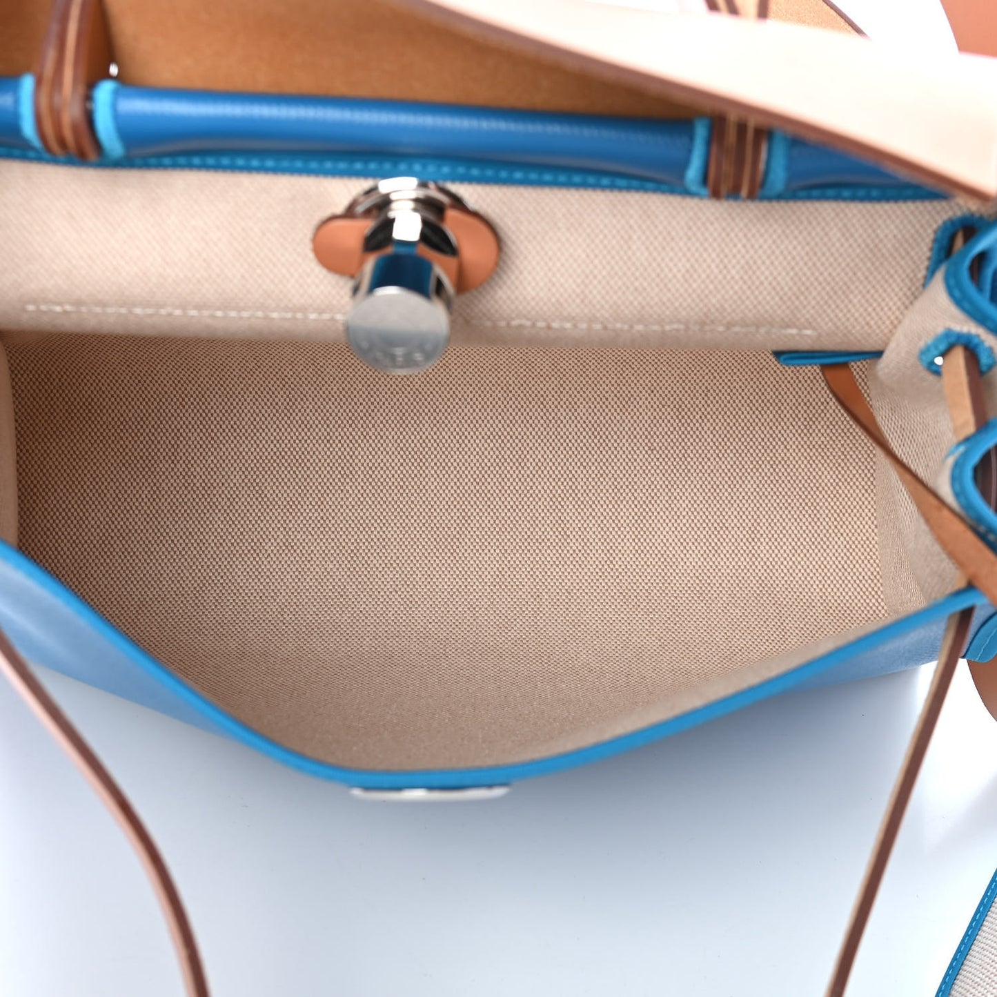 Toile H Berline Vache Hunter Herbag Zip 31 PM Bleu Zanzibar Natural