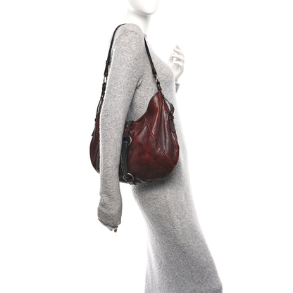 Saint Laurent Buffalo Horn Shangri-La Mombasa Hobo Burgundy 2 of 10