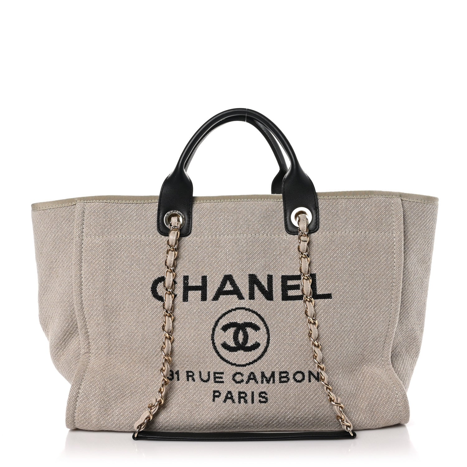 Chanel Mixed Fibers Medium Deauville Tote Beige Black 1 of 10