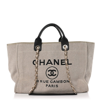 Chanel Mixed Fibers Medium Deauville Tote Beige Black 1 of 10