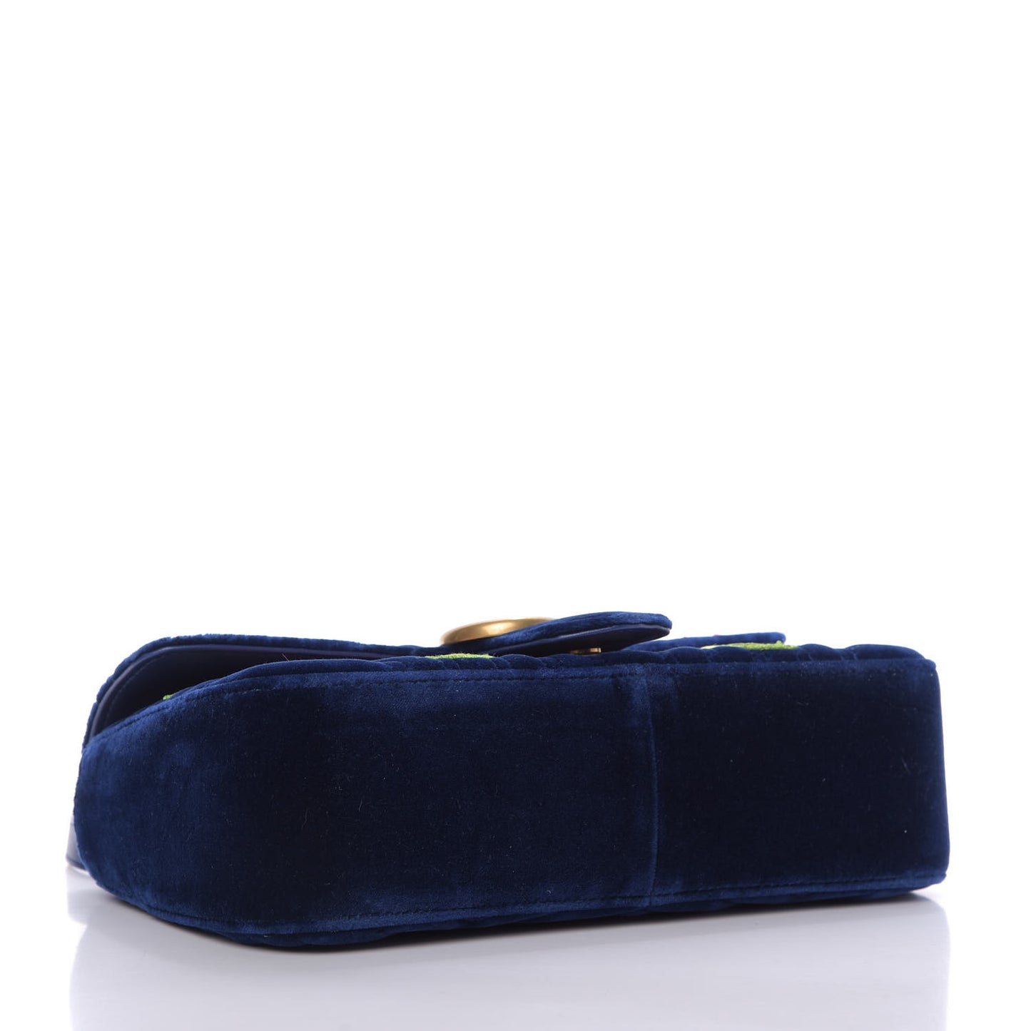 Velvet Matelasse Deer Embroidered Small GG Marmont Shoulder Bag Cobalt
