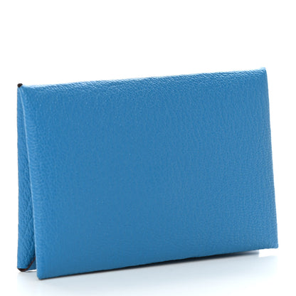 Hermes Chevre Mysore Verso Calvi Card Case Bleu Frida Cuivre 3 of 7