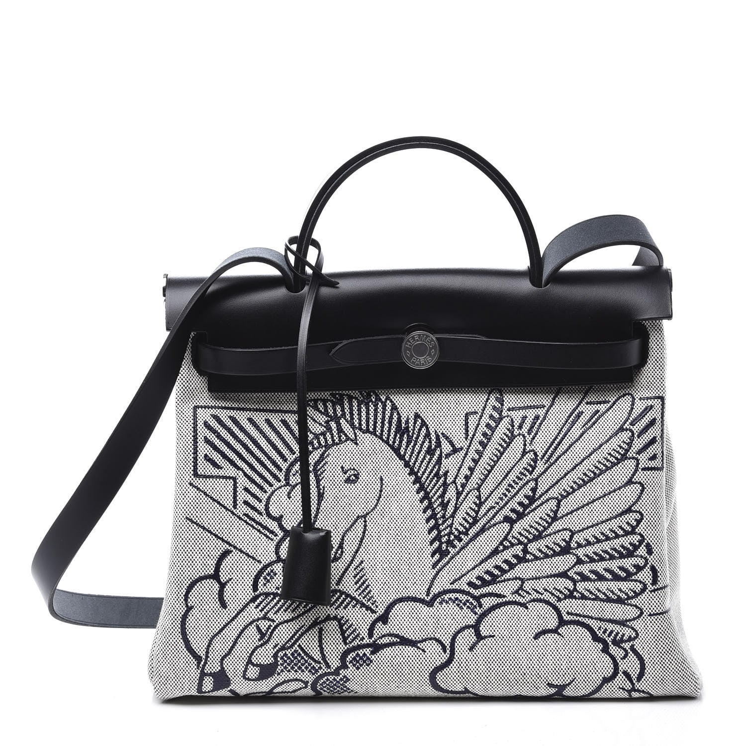 Hermes Vache Hunter Toile Pegase Pop Herbag Zip Retourne 31 PM Bleu Indigo 1 of 10