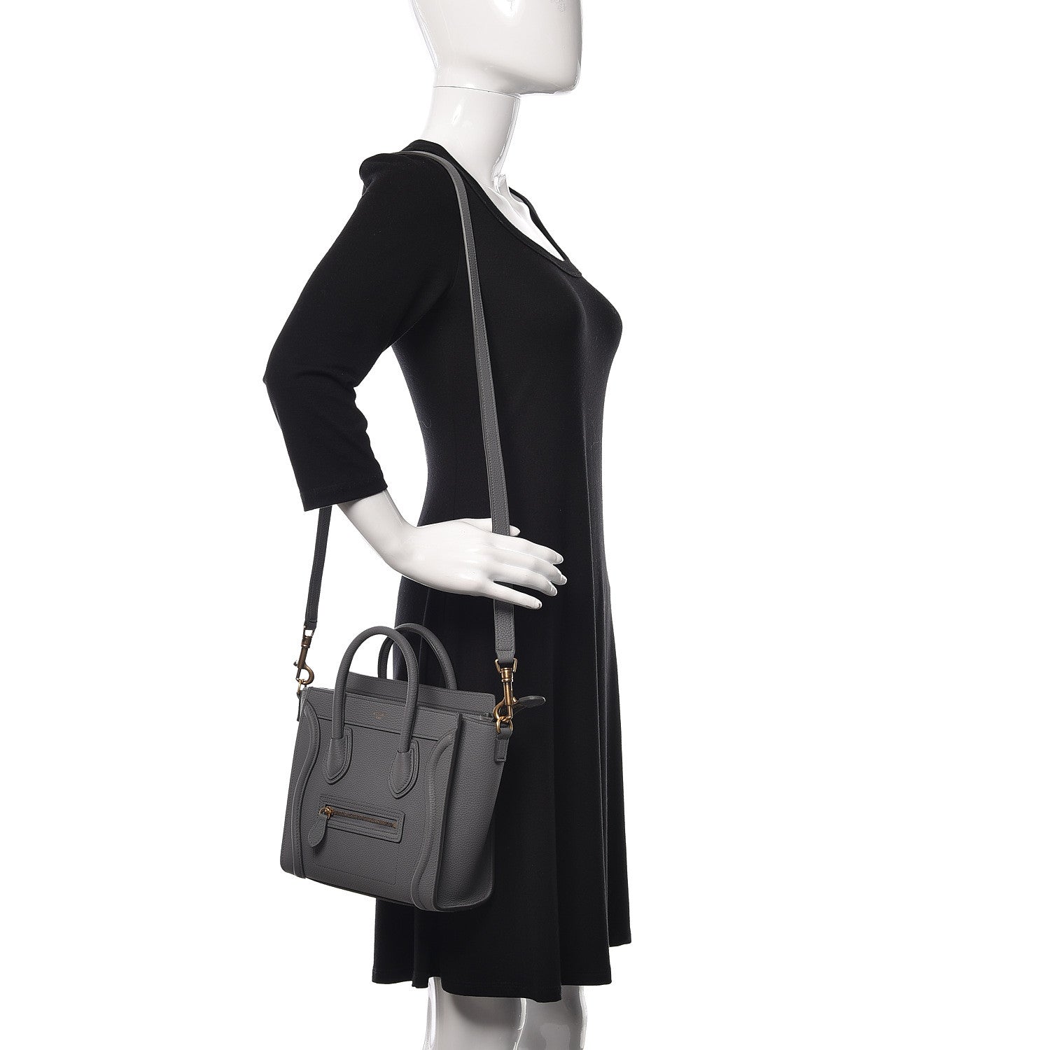 Celine Baby Drummed Calfskin Nano Luggage Kohl 2 of 10