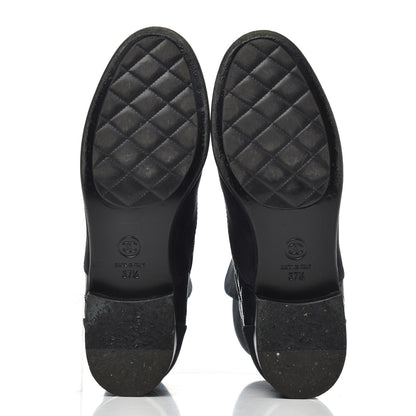 Chanel Suede Goatskin Fantasy Quilted Short Boots 37.5 Navy 5 of 20