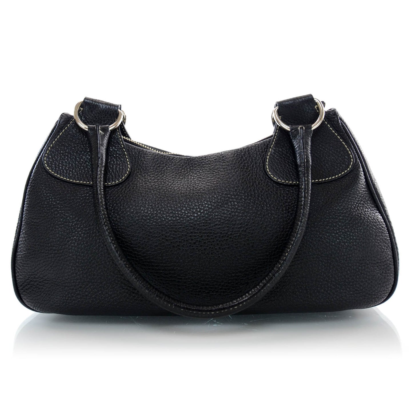 Vitello Daino Box Shoulder Bag Nero Black
